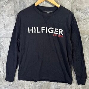 Black Tommy Hilfiger embroidered crewneck sweatshirt men's large